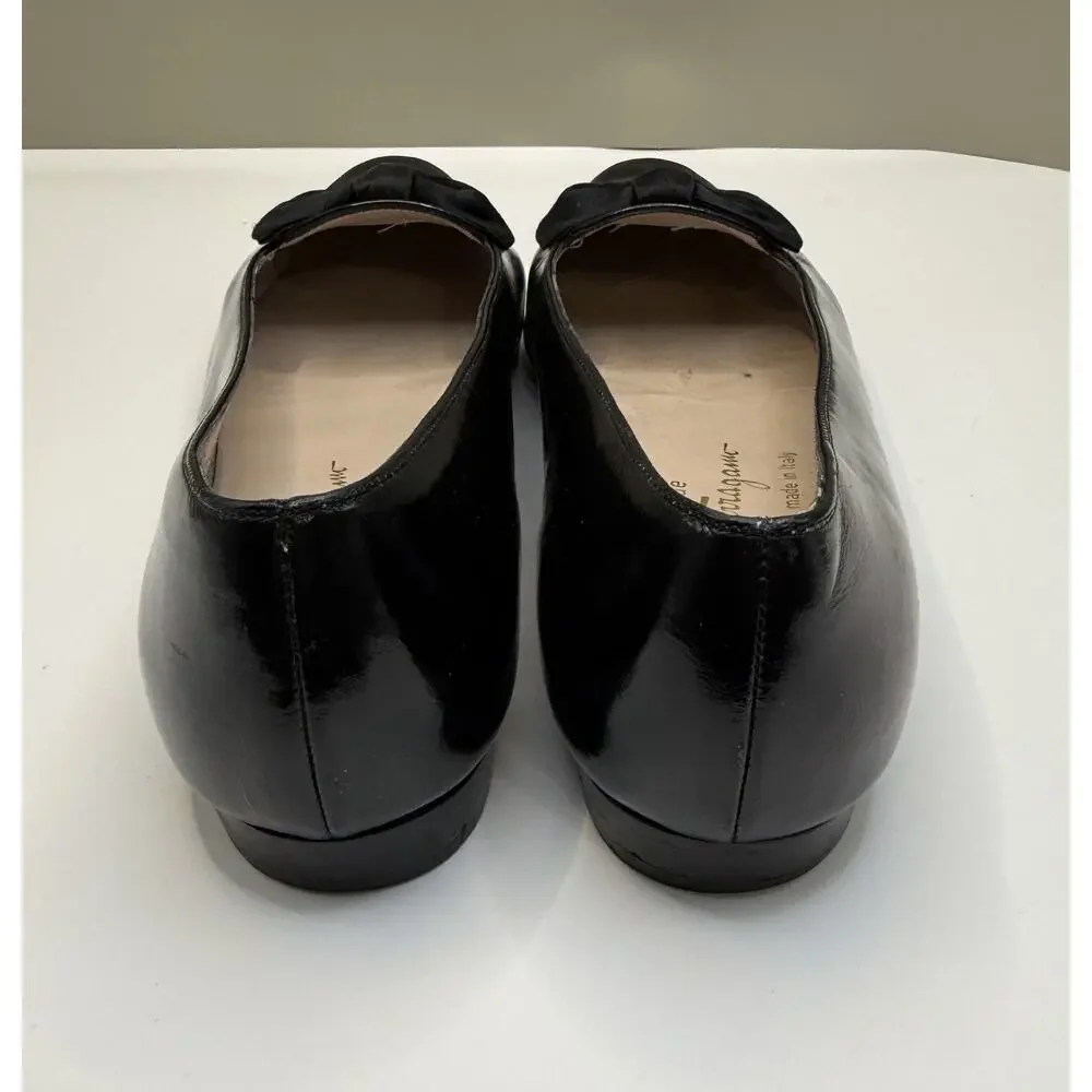 Salvatore Ferragamo Black Patent Leather Flats Sz 10